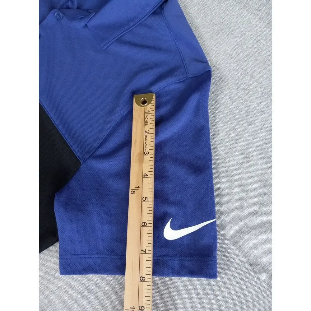 Nike Golf Men's Dri-FIT Medium Short Sleeve Standard Fit Herringbone Blue Polo - Picture 8 of 12
